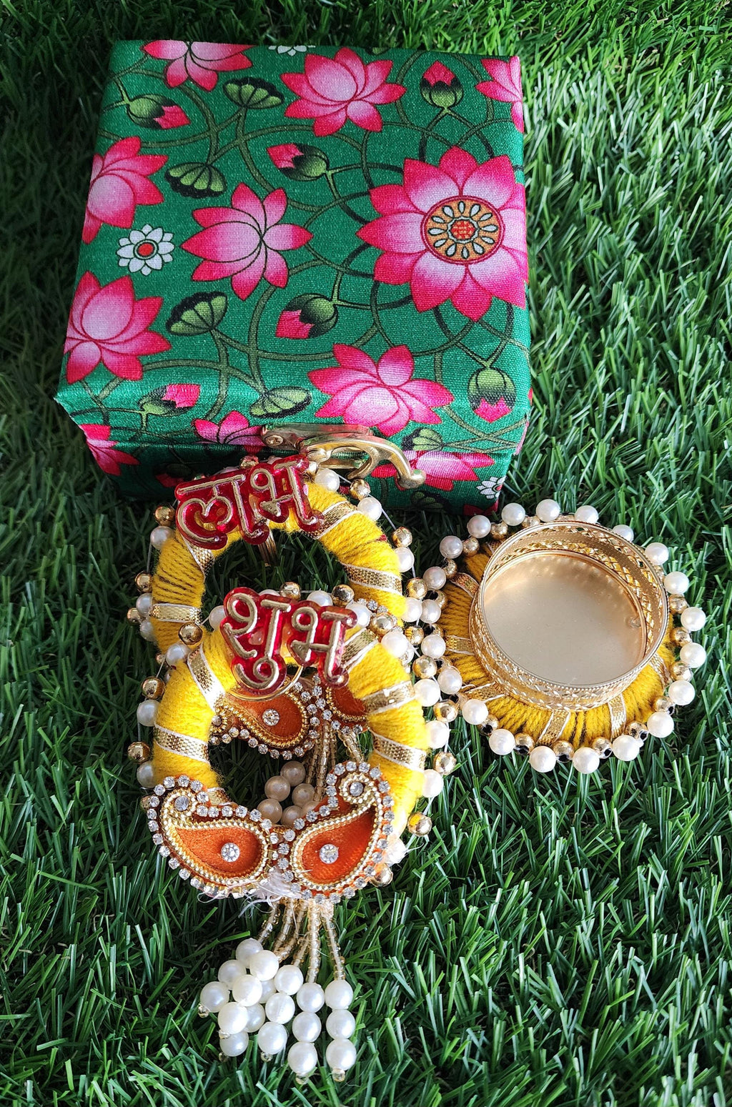 Pichwai Print Handmade Tea Light Holder Gift Box: Diwali Favor, Pooja Decor.