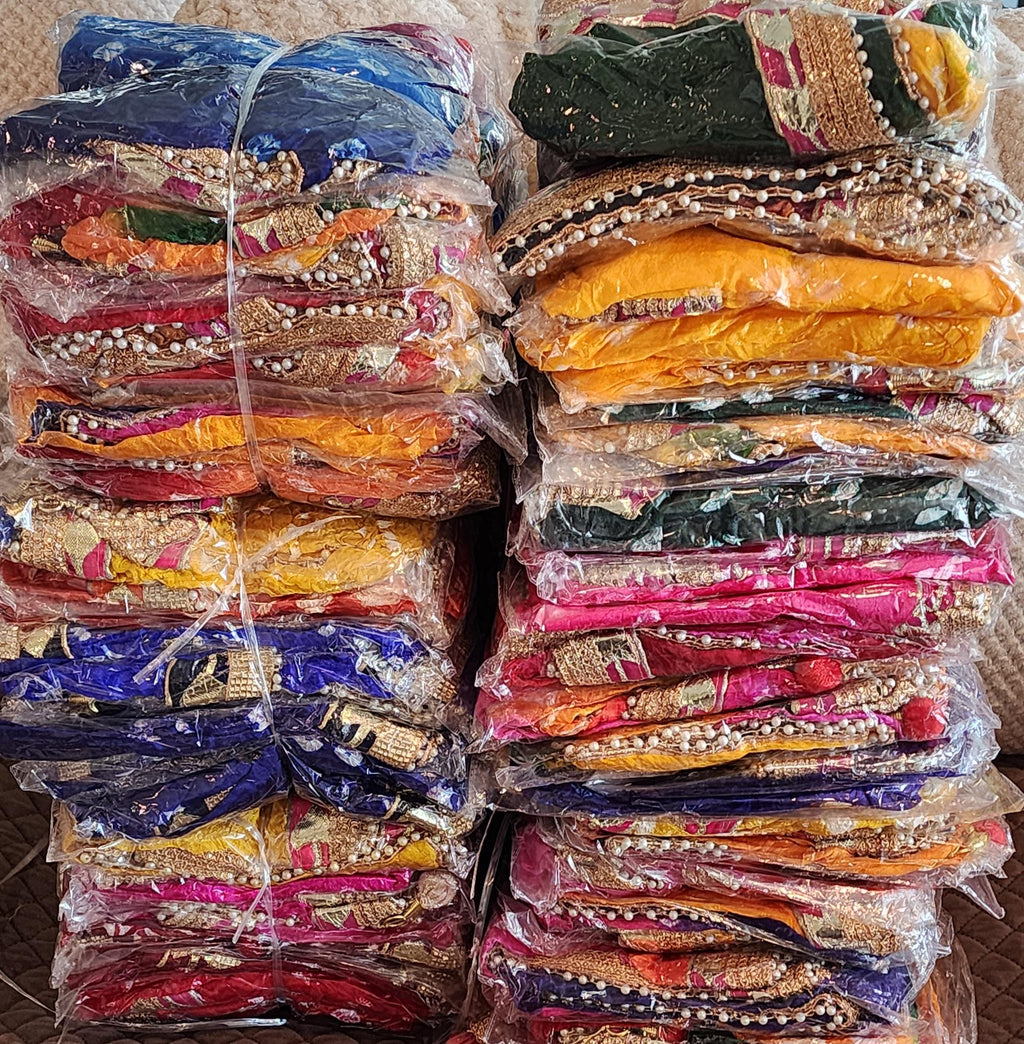 Bandhej Dupatta with Moti Lace: Rajasthani Wedding Favor, Assorted Colors