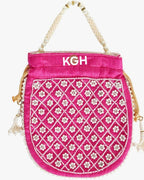 Beaded Pearl Potli Bag: Indian Wedding Clutch, Handmade Silk Purse.