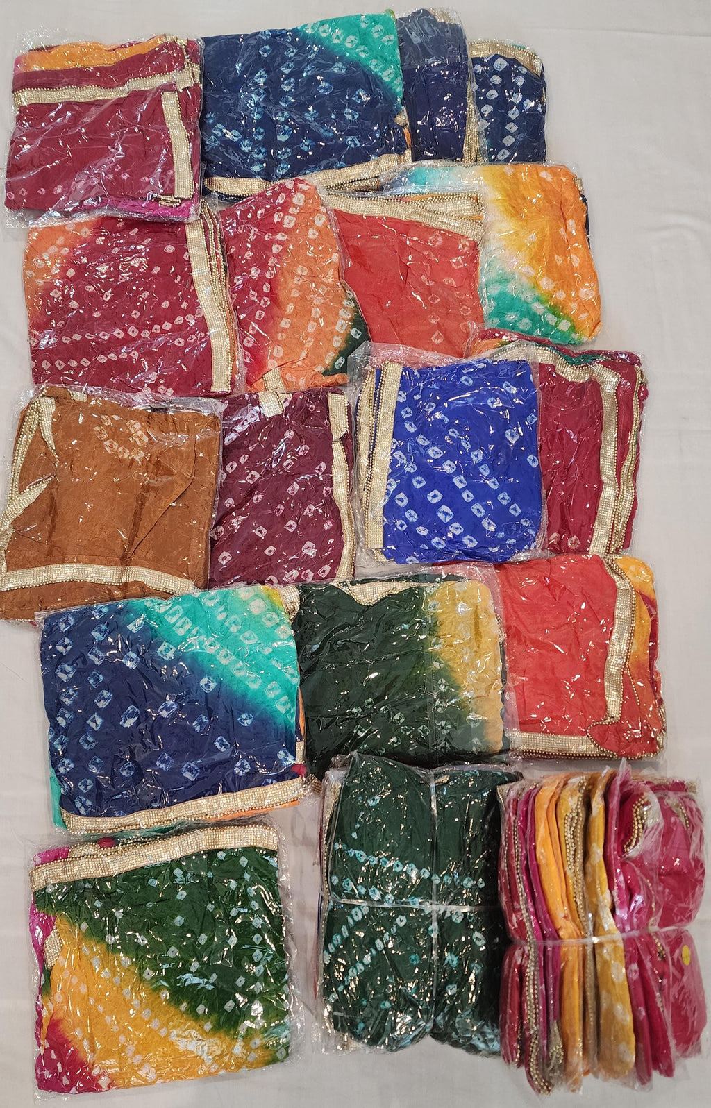 Bandhej Art Silk Dupatta: Rajasthani Golden Lace Scarf - Haldi, Mehendi, Pooja