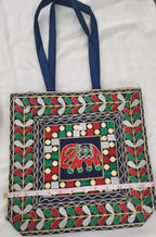 Embroidered Elephant Crossbody Bag: Indian Mirror Work Jhola Bag