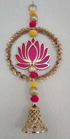 Lotus Garland with Gold Ring: Diwali Decoration, Temple Decor - 12 Inch.