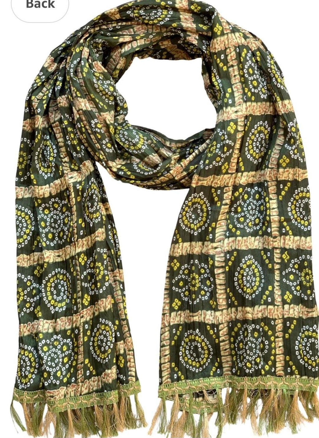 Bandhani Art Silk Dupatta: Rajasthani Multi-Colored Scarf with Tassels