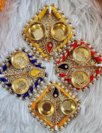 Handcrafted Square Haldi Kumkum Holder: Pooja Return Gift.