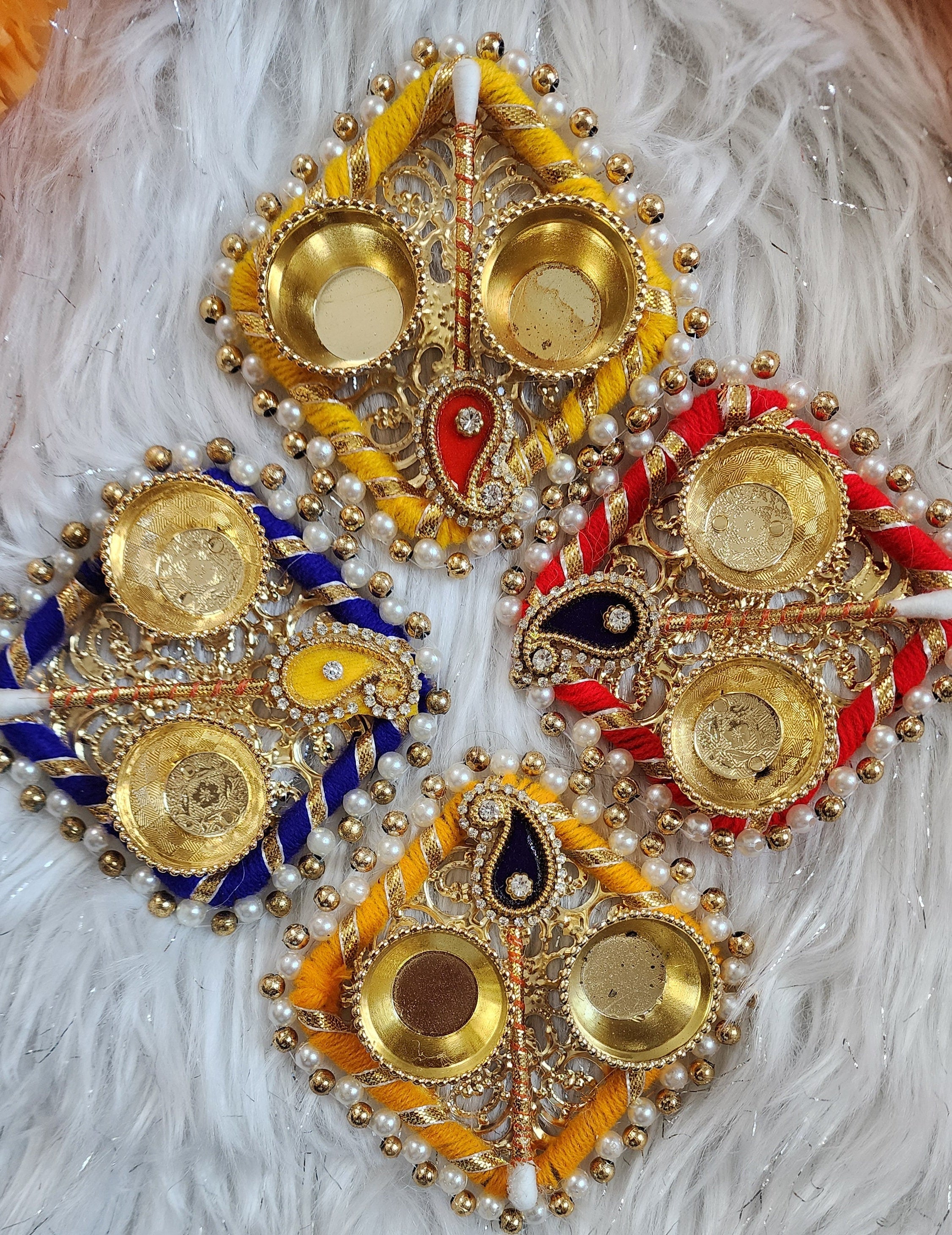 Handcrafted Square Haldi Kumkum Holder: Pooja Return Gift.