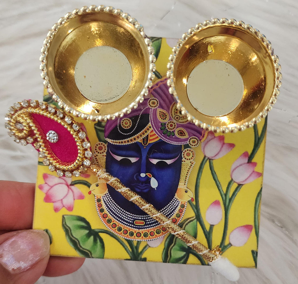 Handcrafted Shreenath ji Haldi Kumkum Holder: Pooja Return Gift