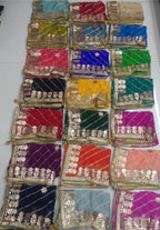 Rajasthani Lahariya Chiffon Dupatta: Lace & Latkan Wedding Scarf