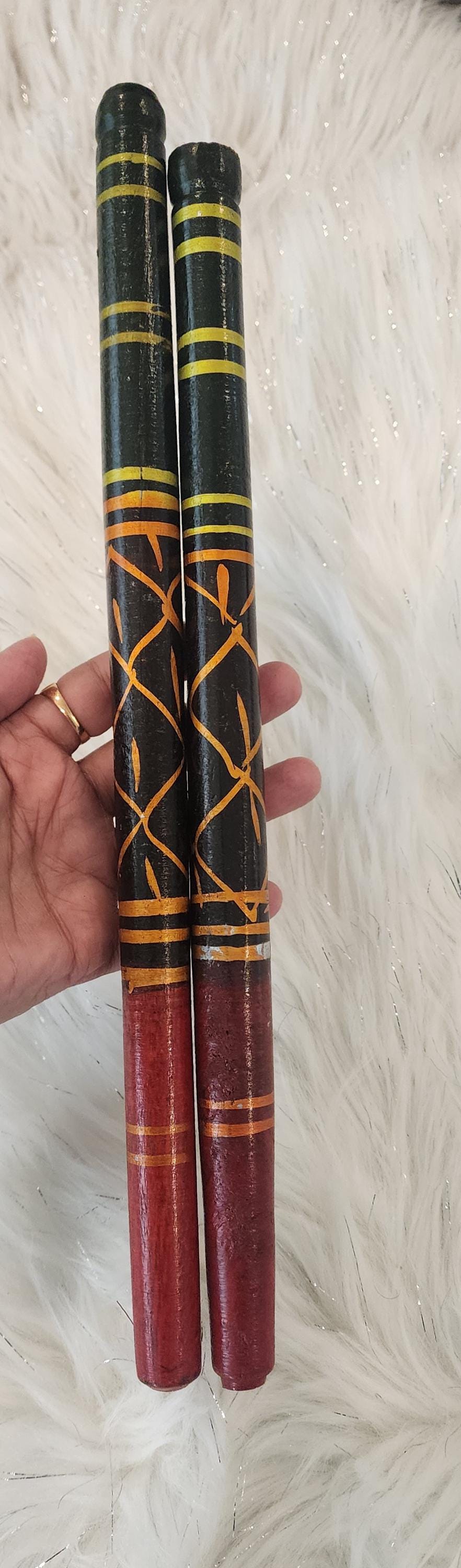 Handmade Dandiya Sticks: Indian Navratri Dance Sticks (Pair).
