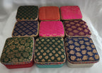 Handcrafted Mini Jewelry Travel Case: Brocade Fabric, 4-inch.