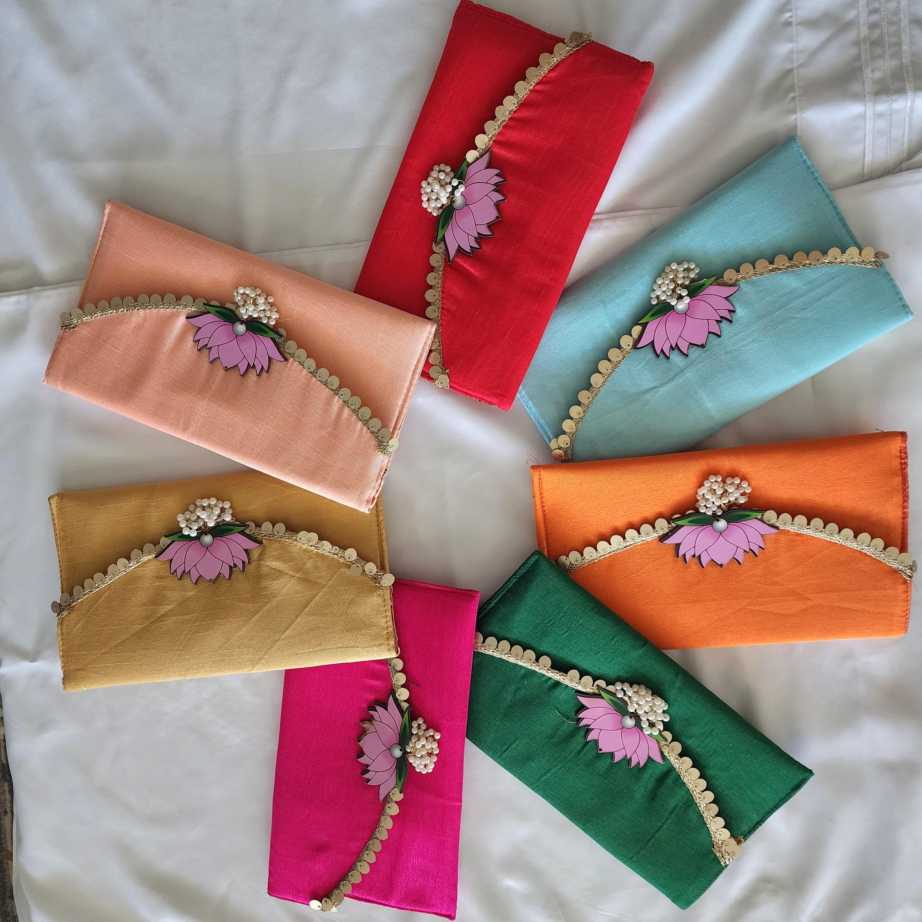 Lotus with moti Latkan Potli Purse: Handmade Indian Wedding Favor Bag and purse.