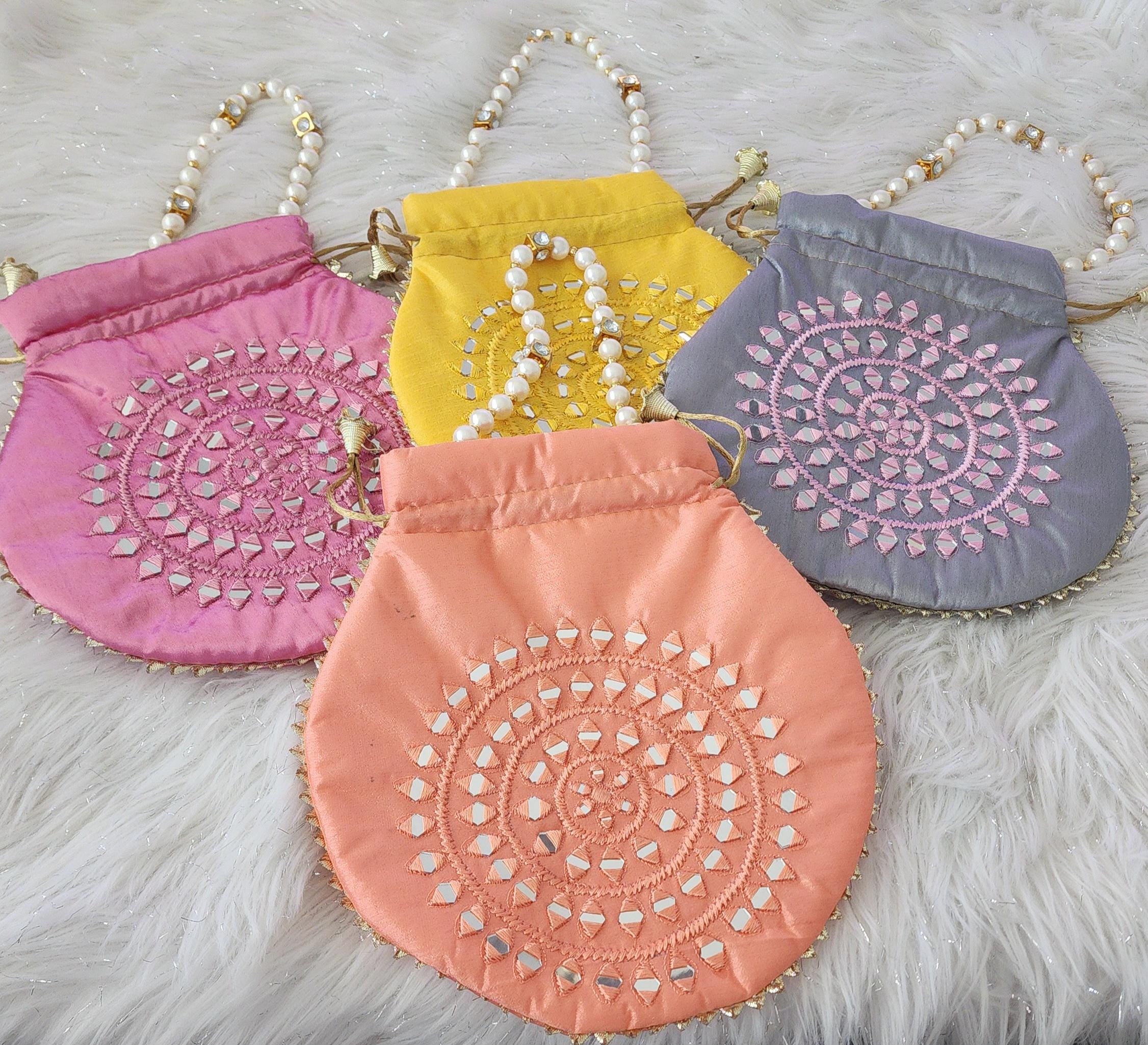 Handcrafted Moti Work Potli Bag: Indian Wedding Favor