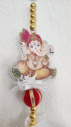 Ganpati Garland: Golden Pearls, Red Buds, Indian Wedding Decor (45/50 inch)