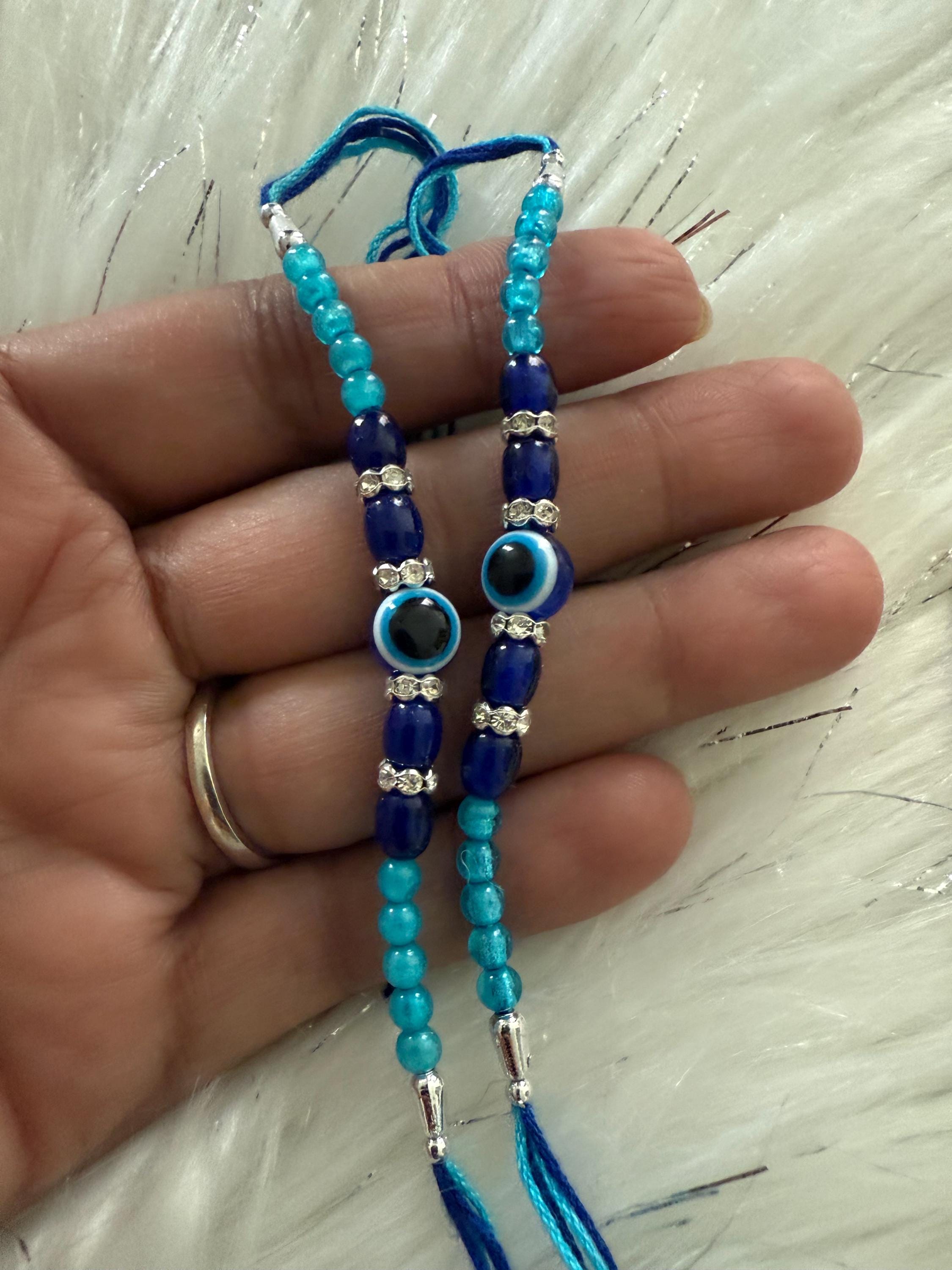 Handmade Rakhi Combo Set: Evil Eye Rakhi, Haldi Kumkum Plate