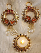 Shubh Labh Hanging Set: Diwali Decor with Tea Light combo Gift set.