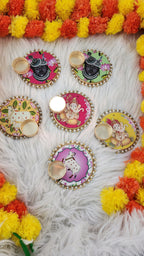 Handcrafted Ganesh, Krishna, Cow Tea Light Holder: Diwali Decor