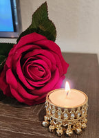 Gold Metal Tea Light Candle Holder with Ghungroo - Diwali Favor / pooja favor.