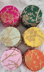 Embroidery Silk Bangle Boxes: Round Jewelry Organizer, Wedding Favor.