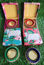 Pichwai Print Kada Tea Light Holder: Diwali Favor Gift Box Pack of 5