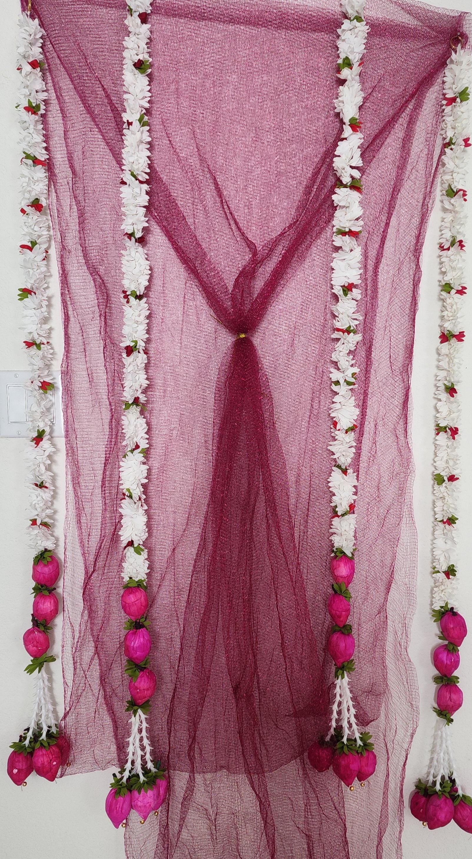 Lotus Bud & Jasmine Garland: Indian Wedding Wall Decor (60 inch)