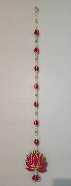 Pink Lotus Garland with Pearls Handmade Indian Wedding Hanging Mala - 24/30 inch
