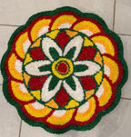 Indian Rangoli Mat-Wool Pooja Aasan, Diwali Wedding,Housewarming Decor.