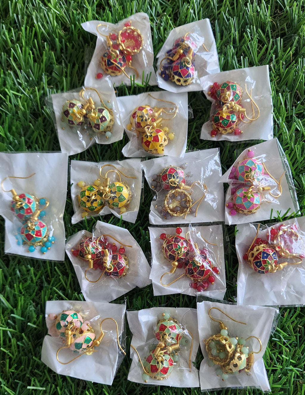 Handmade Meenakari Jhumka Earrings: Indian Wedding Jewelry