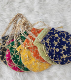Embroidered Velvet Potli Bags - Indian Wedding Favor Bags.