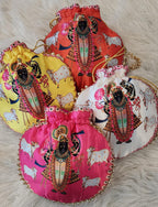 Shreenath ji God Potli Bag: Embroidered Silk Clutch, Indian Wedding Favor.