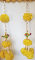 Yellow Marigold & Parrot String Wall Hanging: Indian Diwali Decor