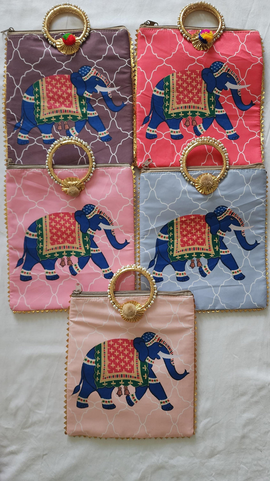 Elephant Print Silk Potli Bag: Multicolor Ethnic Gift Bag
