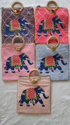 Elephant Print Silk Potli Bag: Multicolor Ethnic Gift Bag