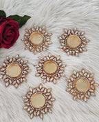 Kundan Tea Light Holder: Golden Diwali Pooja Decor, Wedding Favor