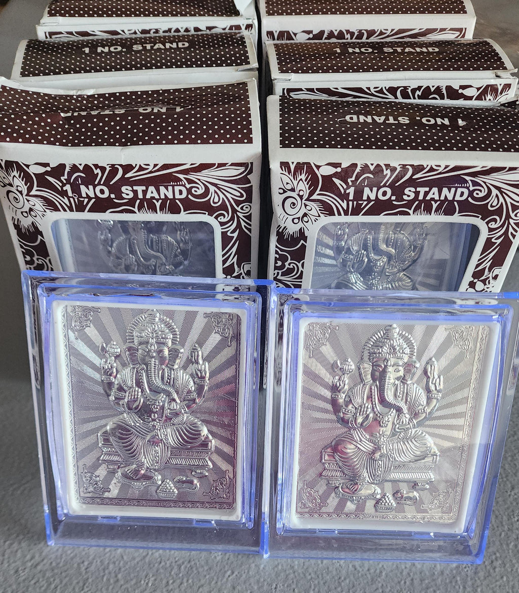 Handmade Silver Ganesh Photo Frame: Diwali Pooja Decor (4.5 × 3.5)