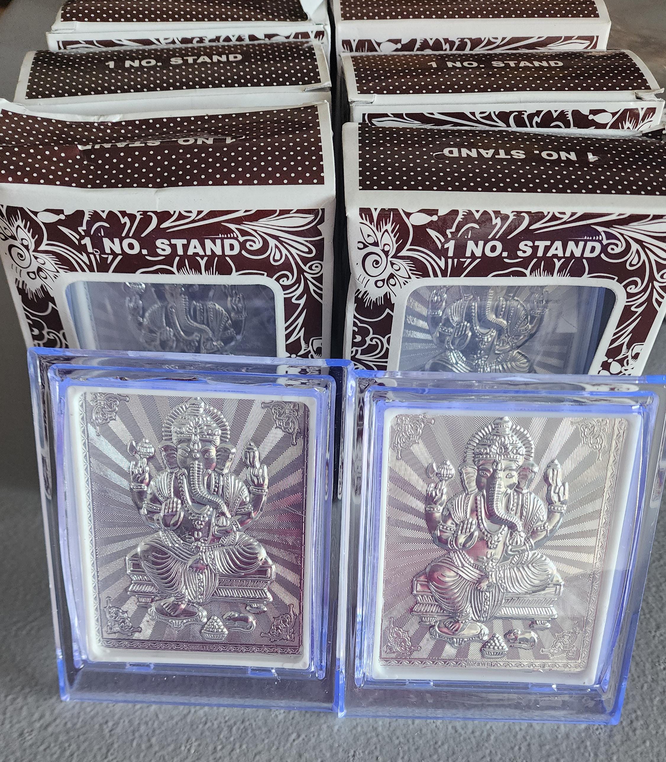 Handmade Silver Ganesh Photo Frame: Diwali Pooja Decor (4.5 × 3.5)