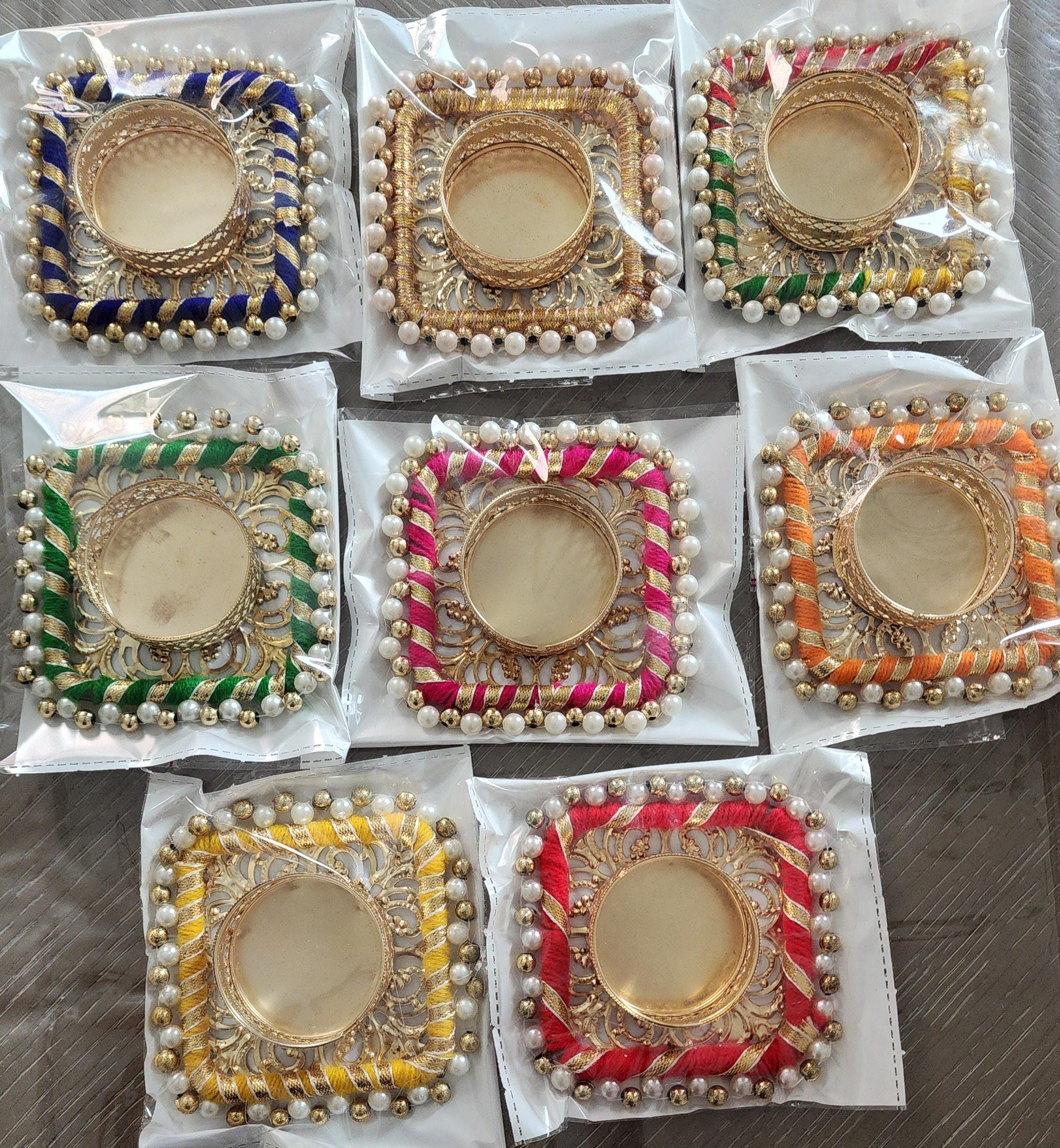 Handmade Decorative Diya: Multicolor Tea Light Candle Holder for Diwali Pooja