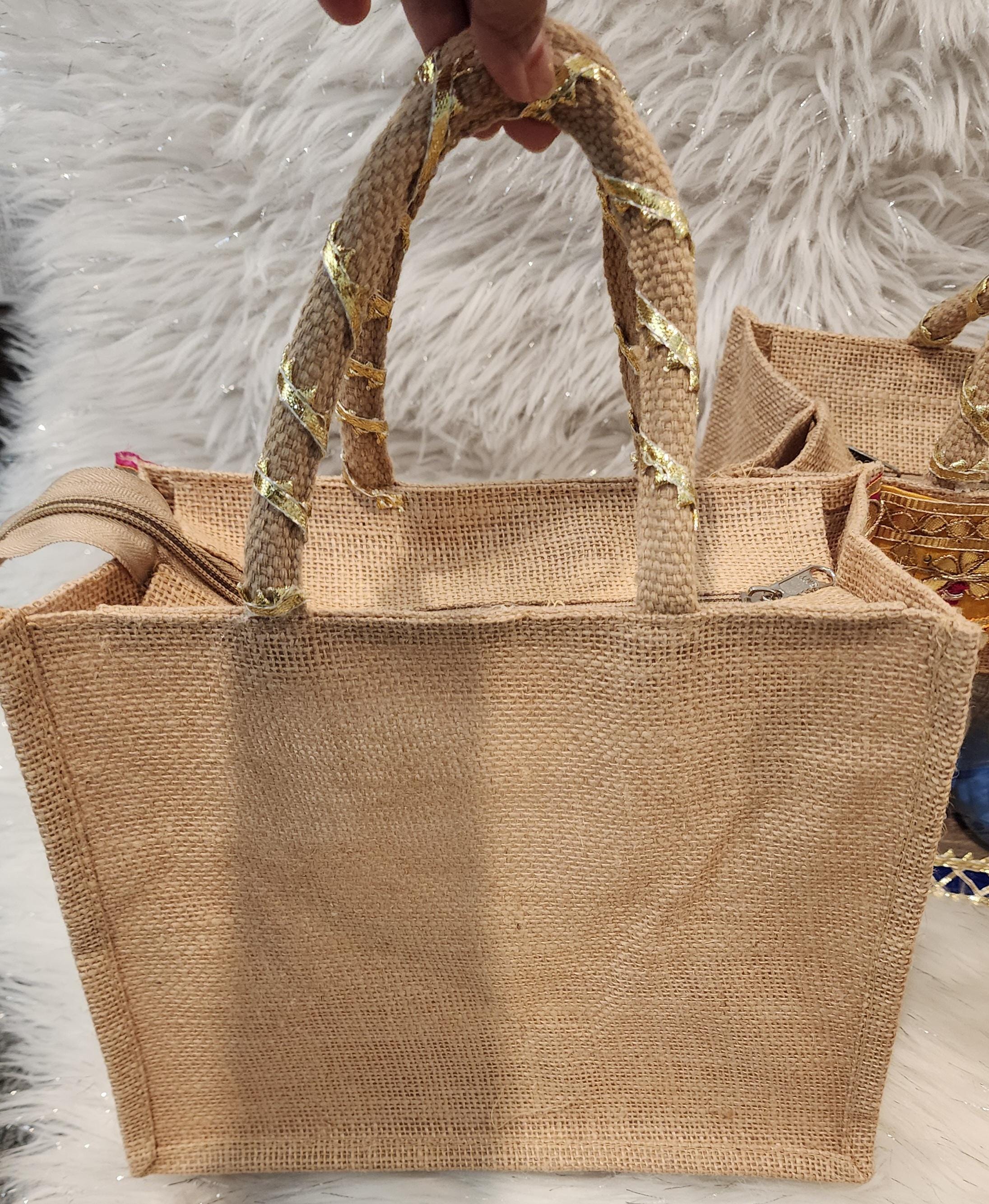 Gota Patti Handcrafted Gift Bag: Transparent Pooja Favor Bag.