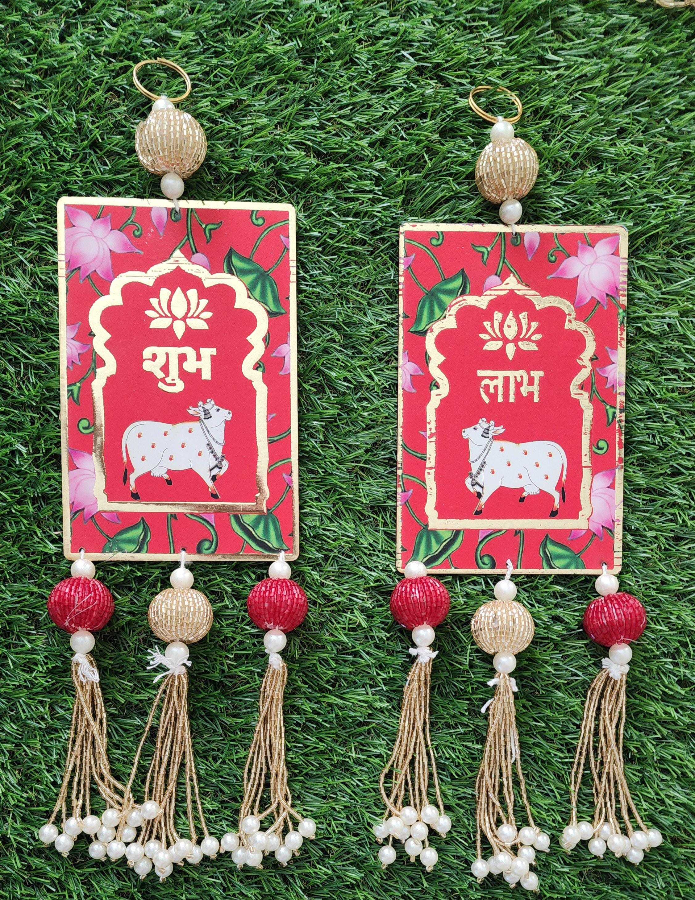 Cow Shubh Labh Door Hanging: Diwali Indian Wedding Decor