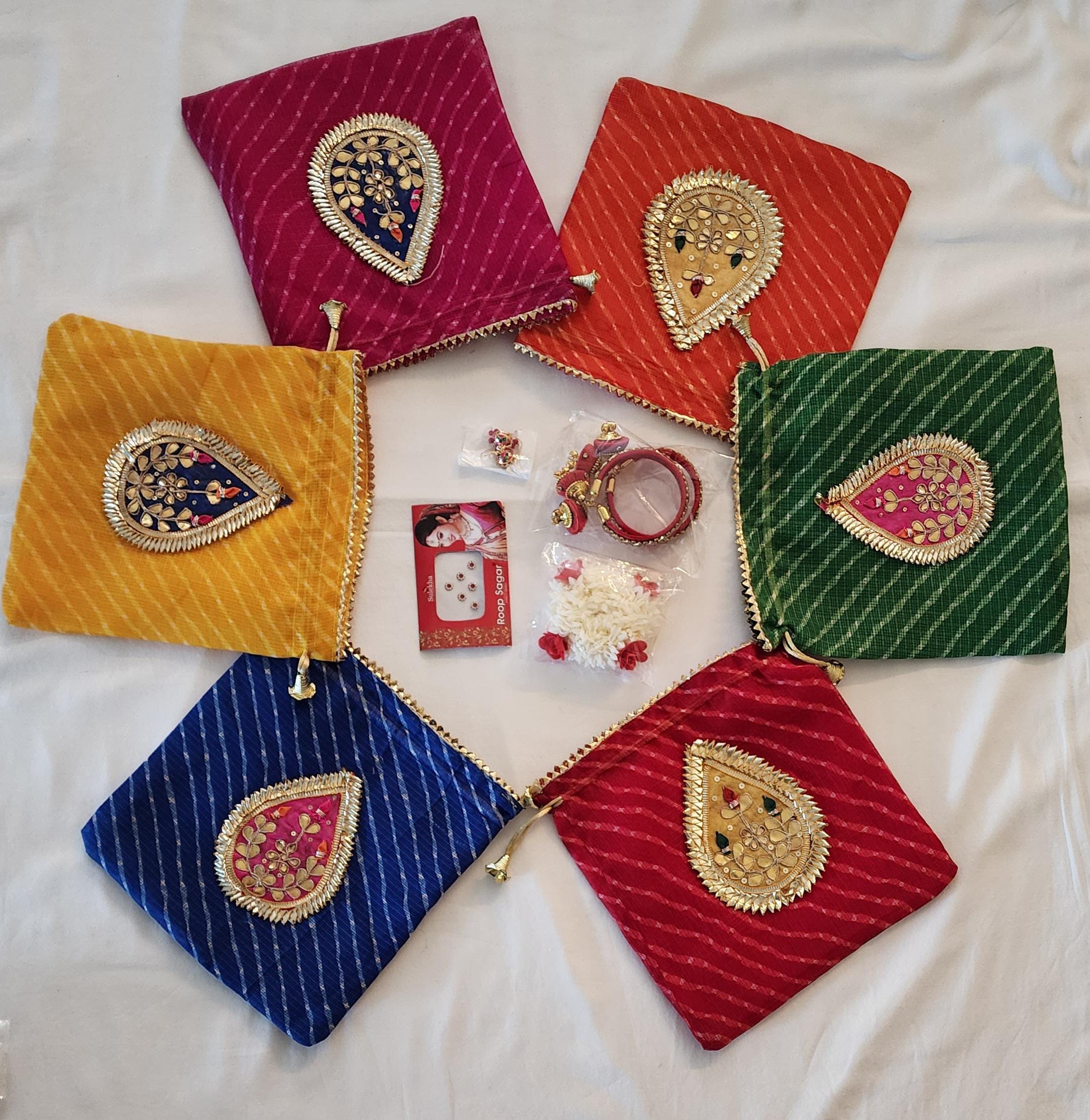 Lahariya Potli Bag Combo Set: Kundan Bangles, Jhumka Earrings - Wedding Favor