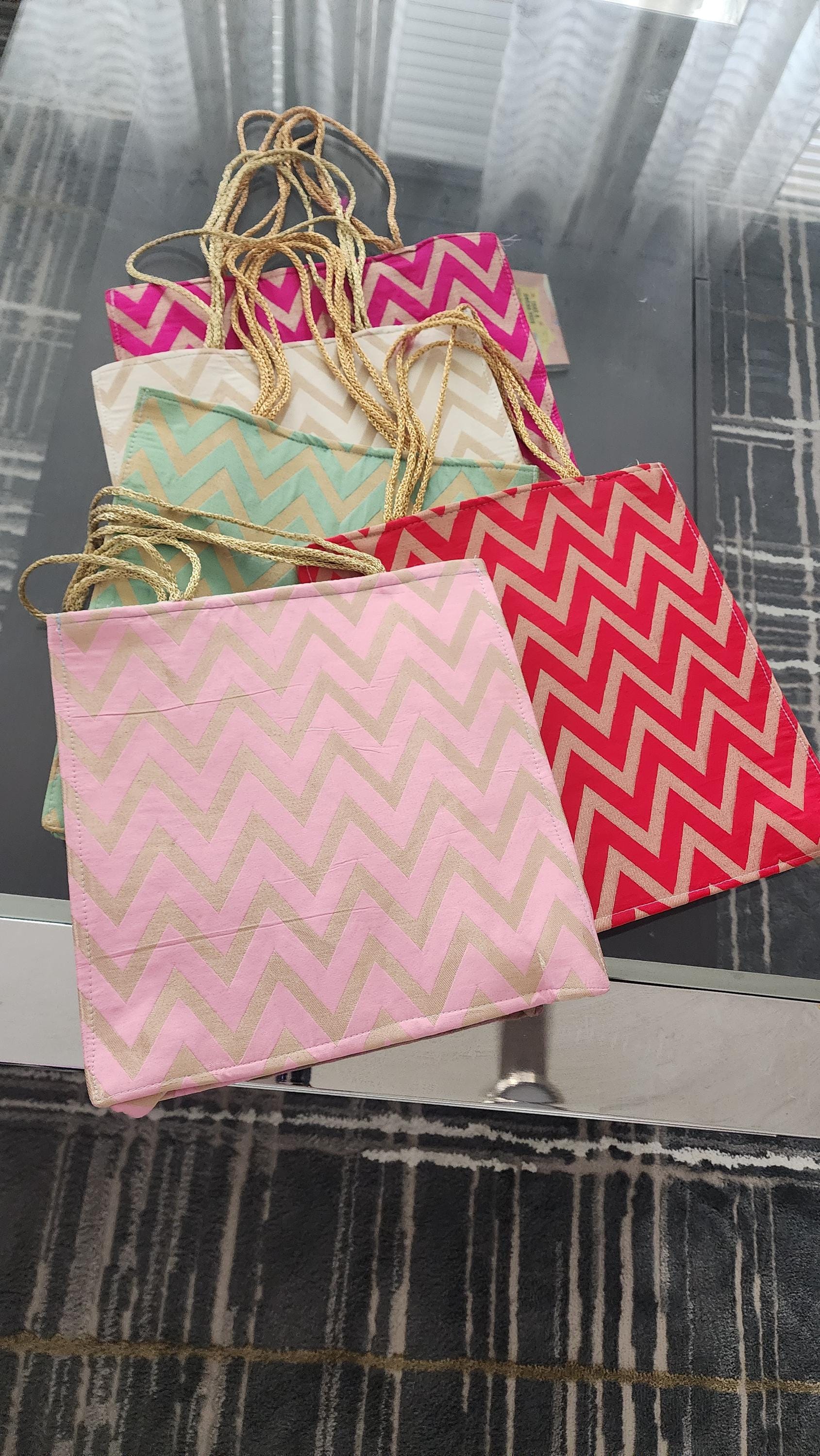 Zig Zag Silk Favor Bag: Gota Trim, Indian Wedding Return Gift