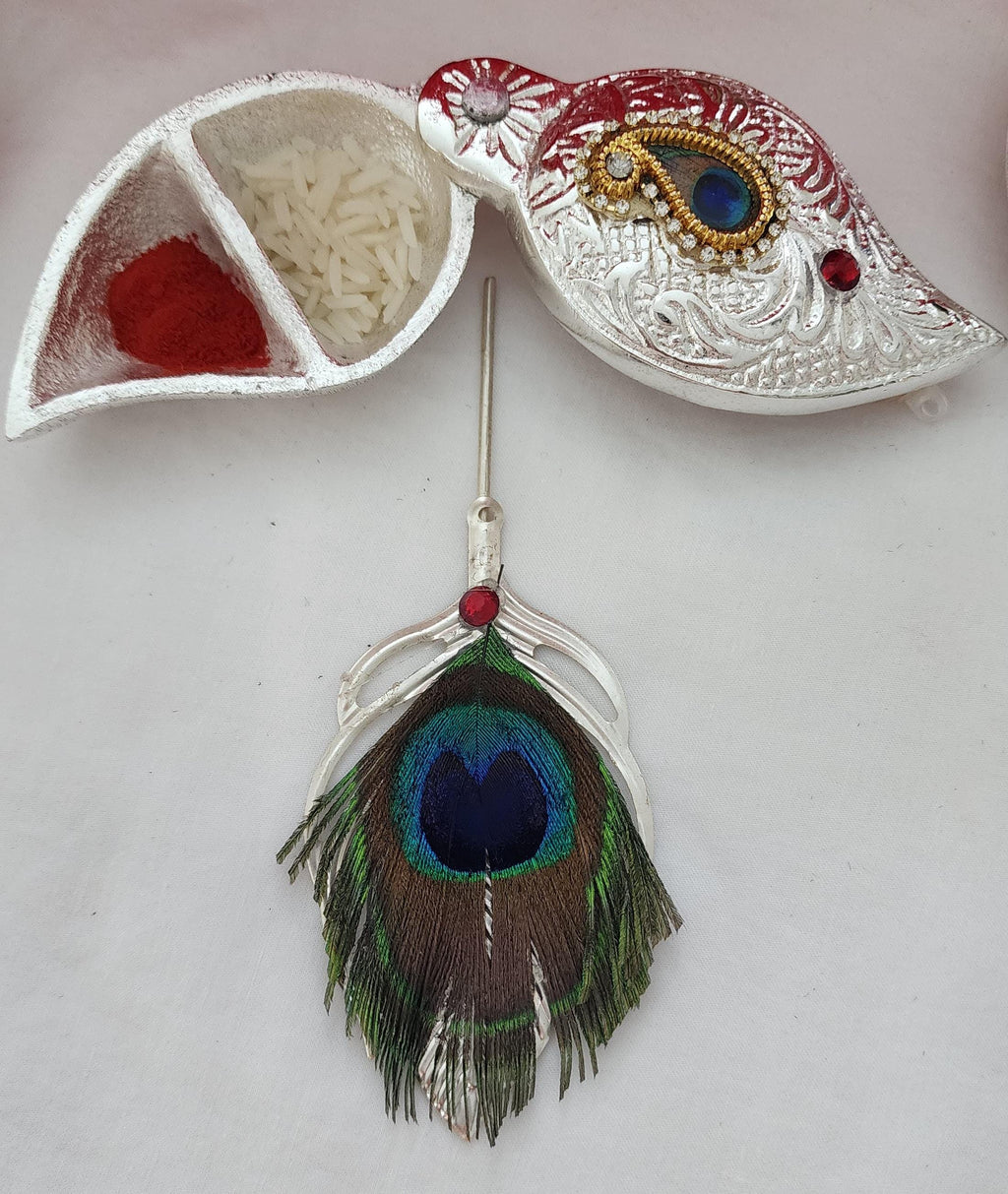 Handmade German Silver Haldi Kumkum Holder: Chopra Box, Puja Gift