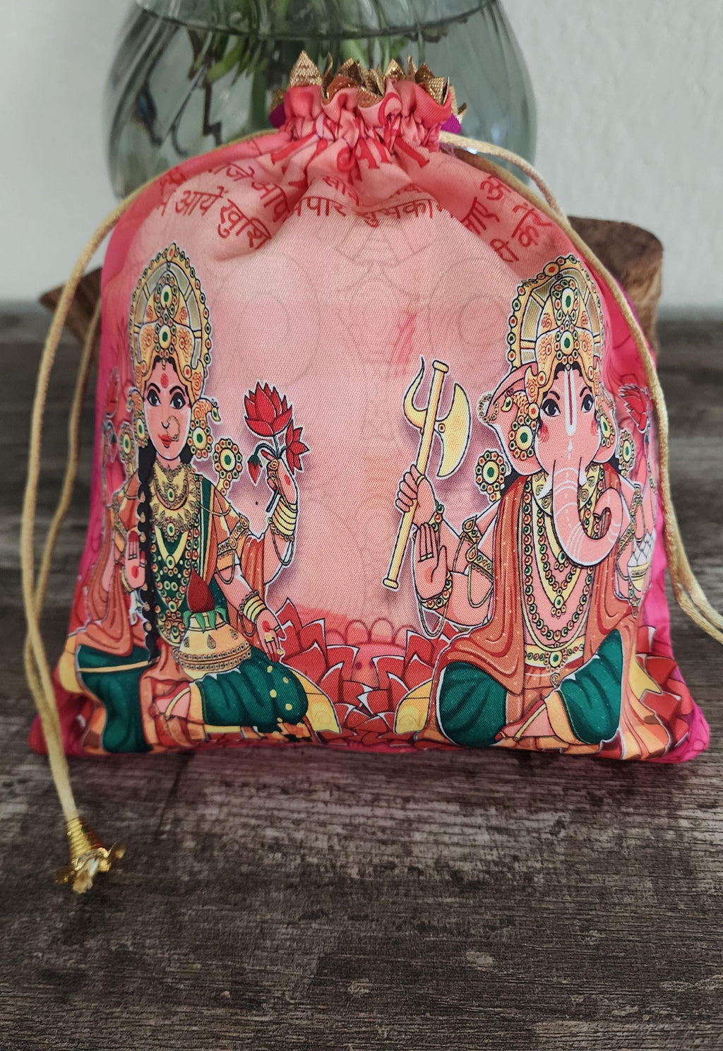 Silk Lakshmi Ganesh Printed Potli Bags: Diwali Return Gifts
