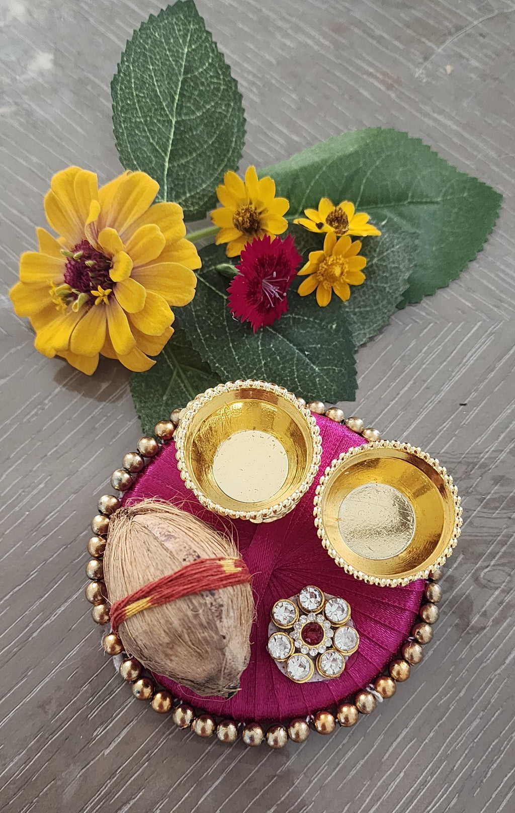 Handmade Haldi Kumkum Plate: Pooja Decor, Mehndi Favors