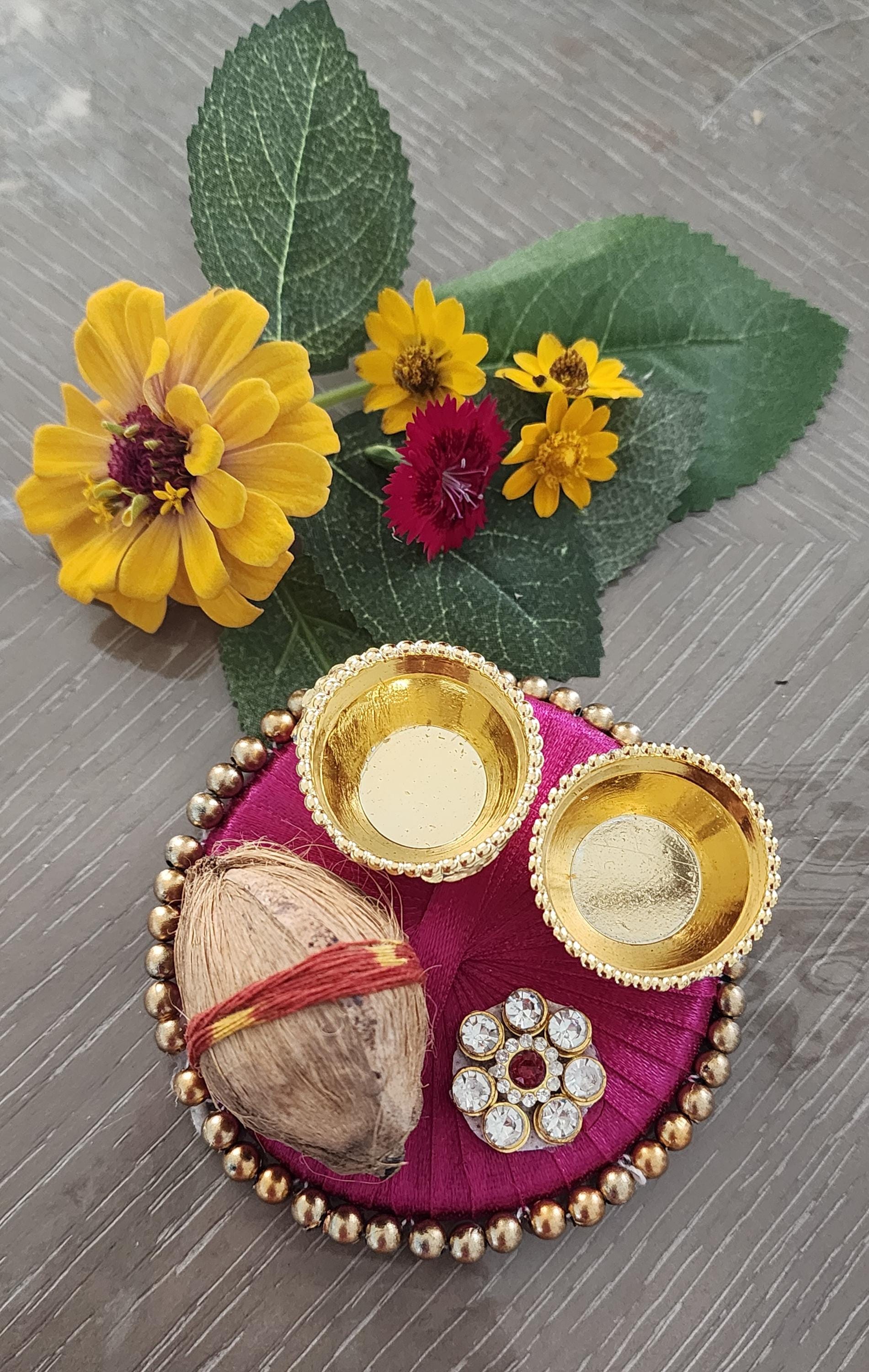 Handmade Haldi Kumkum Plate: Pooja Decor, Mehndi Favors