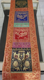 Elephant Print Silk Brocade Table Runner: Indian Decor (16X60 Inch)