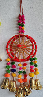 Indian Wedding Garland: Multicolor Pom Pom Gota Hanging