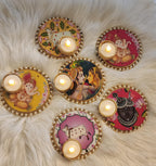 Handcrafted Ganesh, Krishna, Cow Tea Light Holder: Diwali Decor