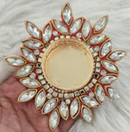 Kundan Tea Light Holder: Golden Diwali Pooja Decor, Wedding Favor