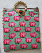 Pichwai Lotus Flower Silk Potli Bag: Multicolor Indian Gift