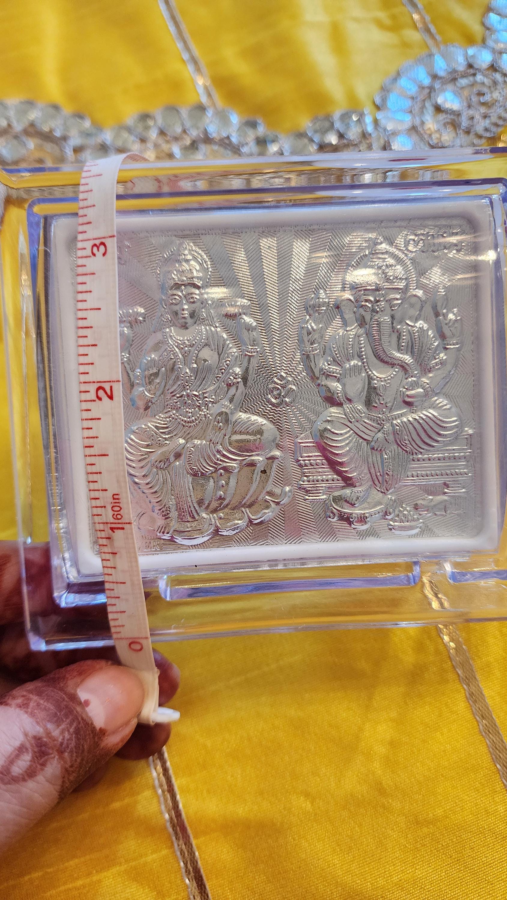 Handmade Silver Ganesh Photo Frame: Diwali Pooja Decor (4.5 × 3.5)