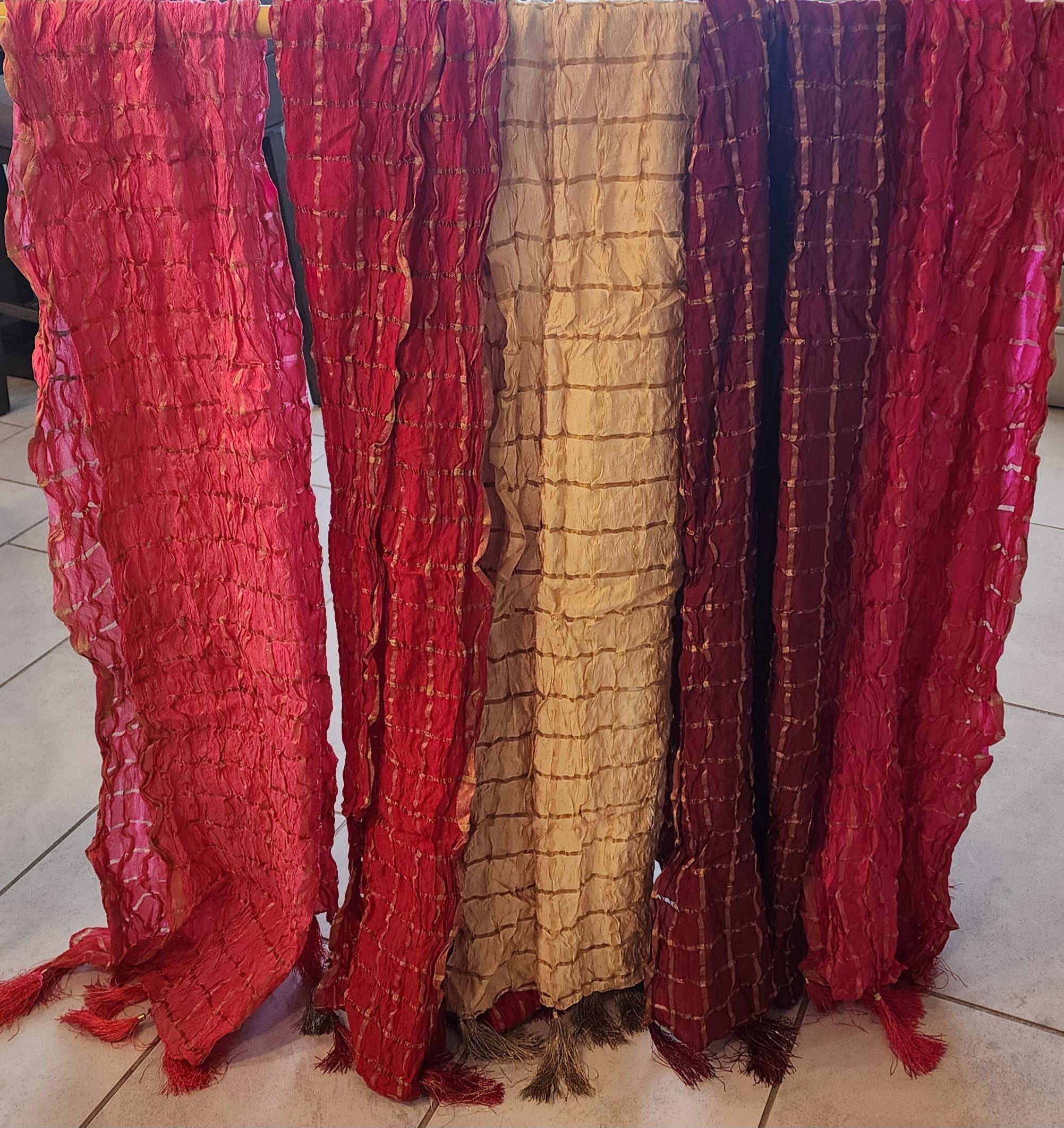 Tie Dye Art Silk Dupatta: Rajasthani Ghat Chola with Tassels.